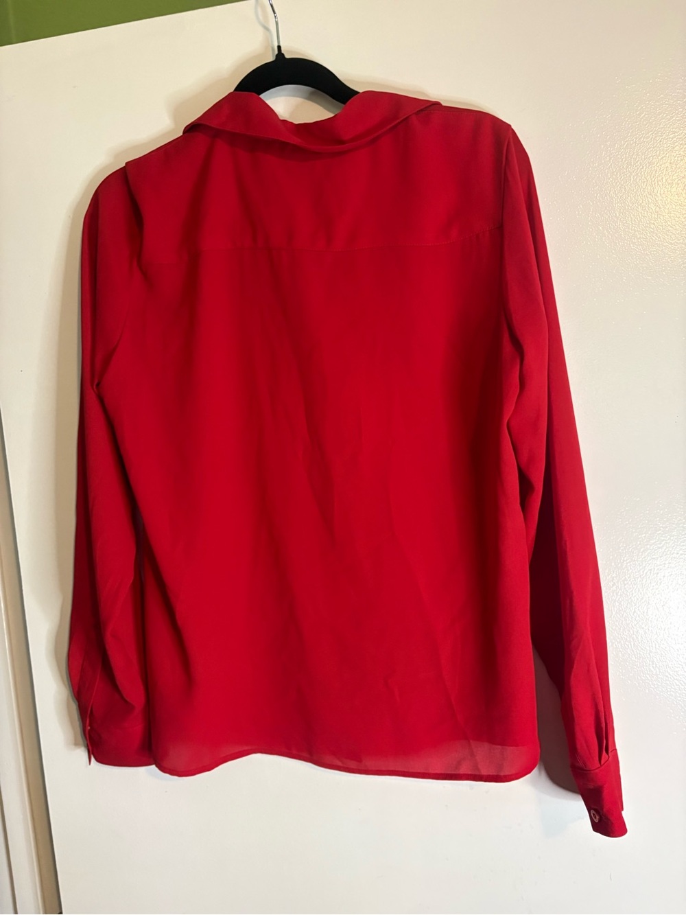 Calvin Klein Red Ruffle-Front Button Down Shirt - Picture 3 of 4